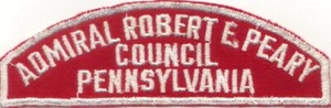 BOY SCOUT RWS ADMIRAL ROBERT E. PEARY/COUNCIL/PENNSYLVANIA RED WHITE FULL STRIP - Picture 1 of 1
