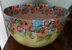 ITALICA ARS Large (6" tall & 9 3/4" wide) Handpainted Colorful Bowl made Italy - Picture 1 of 6