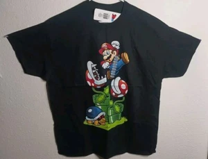 Camiseta Super Mario Para Hombre X-LARGE Chicos Camiseta Negra Mario Planta Piraña - Imagen 1 de 7