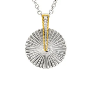 Andrea Candela 18k Yellow Gold & Diamonds Halo Fluted Necklace ACP339/05 Gift - Picture 1 of 1