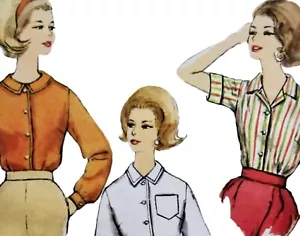 1950s Blouse Peter Pan Collar Lantern Sleeve Sewing Pattern Simplicity 4606 - Picture 1 of 3