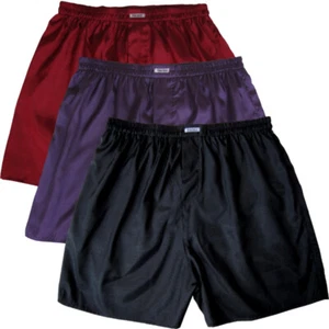 Mens Boxer Shorts 3 Pairs Thai Silk Blend Underwear Red, Purple Black M L XL XXL - Picture 1 of 4