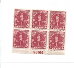 BLOQUE DE SELLO, 6 X 2 CENTAVOS BATALLA DEL CAMPO DE BRADDOCK, BLOQUE DE PLACA NUMERADO - Imagen 1 de 1