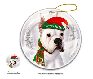 Ornement d'aide du Père Noël - Boxer blanc recadré 4041A - Photo 1/1
