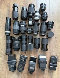 Lot of Vintage Zoom and Macro Lenses - Vivitar, Gemini, Promaster, Petri Olympus - Picture 1 of 7