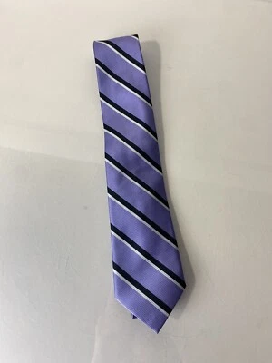 Corbata Merona gris púrpura a rayas 100 % seda corbata para hombre 3,25" corbata clásica para cuello Foto 1 de 4