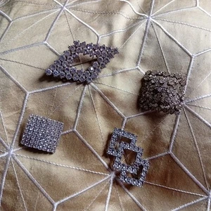 Embellished Silver Tone Brooch Bundle X 4 - Picture 1 of 9