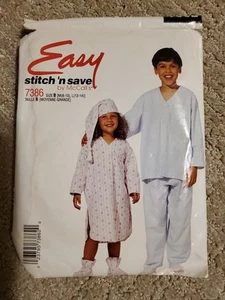 Stitch N Save By McCalls Sewing Pattern 7386 Sz 8-14 Nightshirt Pajamas Hat - Picture 1 of 2