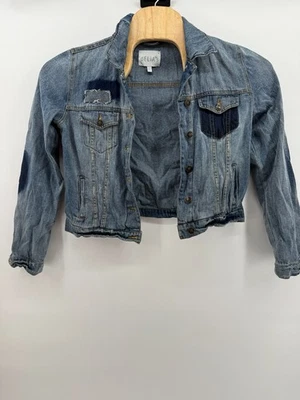 Chaqueta vaquera recortada dELiA's Y2K Boho Southwestern retro de mezclilla grande festival Foto 1 de 4