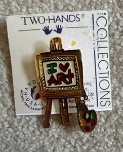 Handbemalter Schmuck Zwei Hände Inkl I ❤️ Art Tac Pin Mehrfarbig - Bild 1 von 3