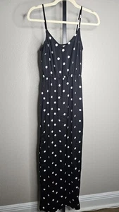 Langes Maxikleid Größe 4 schwarz weiß gepunktet Träger Cami geteilte Seiten von H&M - Bild 1 von 9