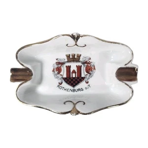 Porcellana tedesca vintage 'Rothenburg o.d. Posacenere Tauber' 2 slot Bertold & Co. - Foto 1 di 6