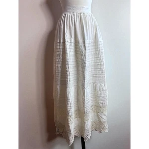 Antigua Enagua Victoriana Algodón Falda Completa Pintuck Encaje en Niveles XS Preciosa - Imagen 1 de 9