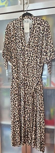 Marlow & Rose Size 2X Brown/Black Tiger print Dress Cap Sleeves 53" Long - Picture 1 of 3