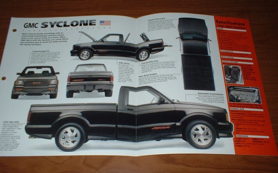 1992 GMC Syclone Original Imp Brochure Specs Info 92 91 1991 Turbo Truck - Image 1 of 1