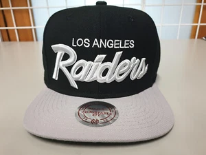 Mitchell & Ness NFL Los Angele Raiders Black Gray Script Vintage Snapback Cap - Picture 1 of 5