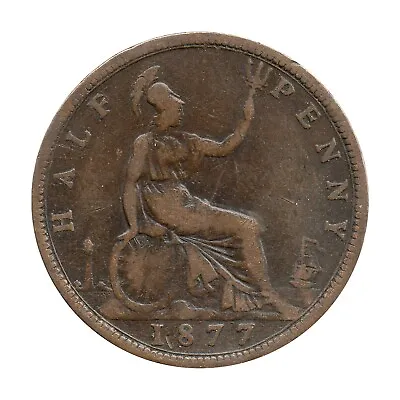 KM# 754 - Halfpenny - 1/2 - F333 (14+N) - Victoria - Great Britain 1877 (F) • 12.12£