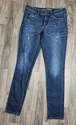 Женские узкие джинсы из денима со средней посадкой искусственно состаренные размер 2/26 R - Изображение 1 из 4