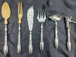 Couverts argent poinçon minerve couverts salade poisson d'époque Art Nouveau - Imagen 1 de 24