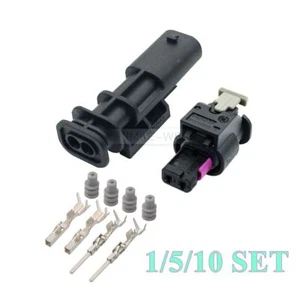 2 Pin/Way TE MCON Automotive Fuel Injector Male Female Connector Plug Socket Kit - Picture 1 of 6