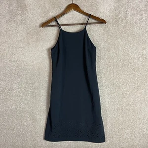Banana Republic Dress Womens Size 0 Black Cutout Trim Strappy Sleeve Crepe Slip - Picture 1 of 11