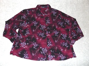 Blusa Top Camisa Mujer Laura Scott Manga Larga Granate Floral 26w Poliéster - Imagen 1 de 6
