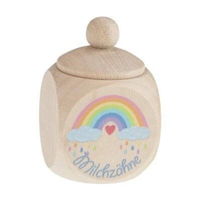 Davartis - Milchzahndose mit UV Druck *Regenbogen* - aus Ahornholz