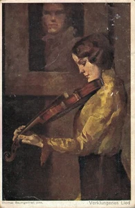 Postal Art Nouveau Dama con Violín Vintage 08.02 - Imagen 1 de 2