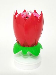 Flowering Happy Birthday Cake Candle Rotate Electronic Lotus Music Party Gift