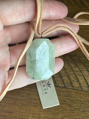 Collar de gamuza colgante de plata 925 prehnita verde barse 21”+2” nuevo con etiquetas Foto 1 de 4