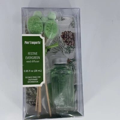 Pier 1 Imports Festive Evergreen Reed Diffuser Oil .95oz Mini Holiday New Sealed - Image 1 of 4