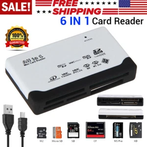 6IN1 Card Reader USB 2.0 Micro SD TF CF M2 MS XD Adapter for Laptop PC Computer - Picture 1 of 10