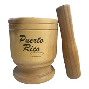 Wooden Mortar Puerto Rico Map - Picture 1 of 1
