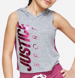 Justice for Girls Gray Sport Sleeveless Hoodie~Size 10~NWT~Back to School! - Picture 1 of 2