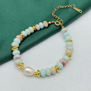 Brazalete de perlas naturales de agua dulce cadena de cuentas coloridas accesorios para mujer - Imagen 1 de 7