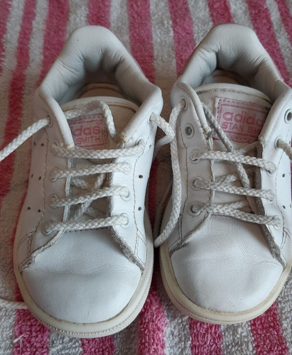 Adidas Stan Smith scarpe da ginnastica bambino bianco rosa taglia UK 6 5K