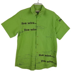 Pacifico collection short sleeved button front 100% cotton lime green shirt sz L - Picture 1 of 7