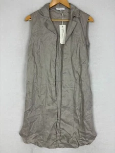Vigorella Womens Vest Sz Medium Collared Long Tunic Open Front Linen Career NWT - Picture 1 of 12