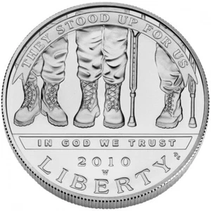 (1) 2010 W American Veterans Disabled Life $1 MS/UNC Silver Dollar CAPSULE ONLY - Picture 1 of 3