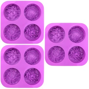 Set 3 Stampi Stampi in Silicone per Biscotti di Fiori per Incorporare Sapone - Foto 1 di 12