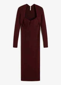 Neu Strickkleid in Rippotik Gr. 44/46 Bordeaux Midi-Kleid Langarm Casual-Dress - Bild 1 von 1