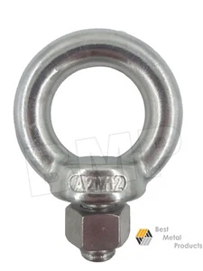 (2) 304 Stainless Steel Lifting Eye Bolt M12 with Nut 1200104 - Picture 1 of 3