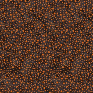 All Hallows Eve Moon & Stars Y3823-3 Black FQ Halloween Fabric Fat Quarters - Picture 1 of 3