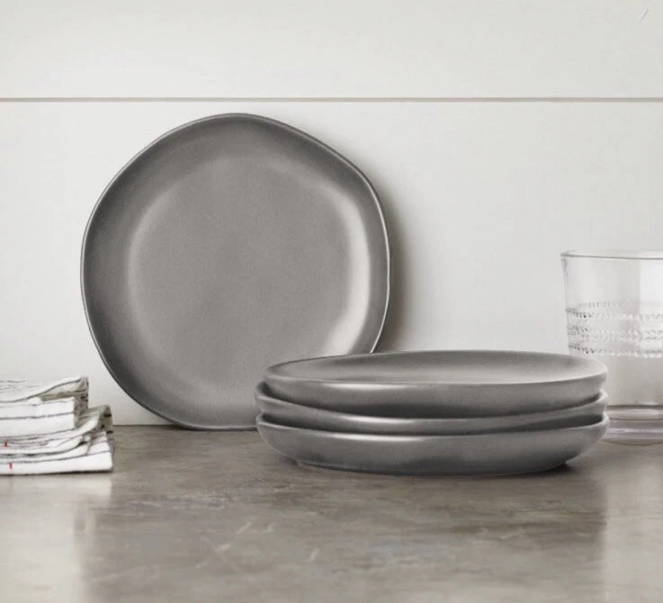 SET OF 4 Hearth & Hand Magnolia Stoneware Appetizer Plates Gray Matte New - Image 1 of 1