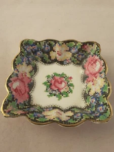 Paragon Gingham Rose Trinket Piatto Quadrato 1° Qualità Bone China Vintage British - Foto 1 di 4