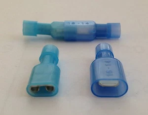 Blue Nylon Fully Insulated Male-Female Quick Disconnect Connectors 16-14 GAUGE - Picture 1 of 1