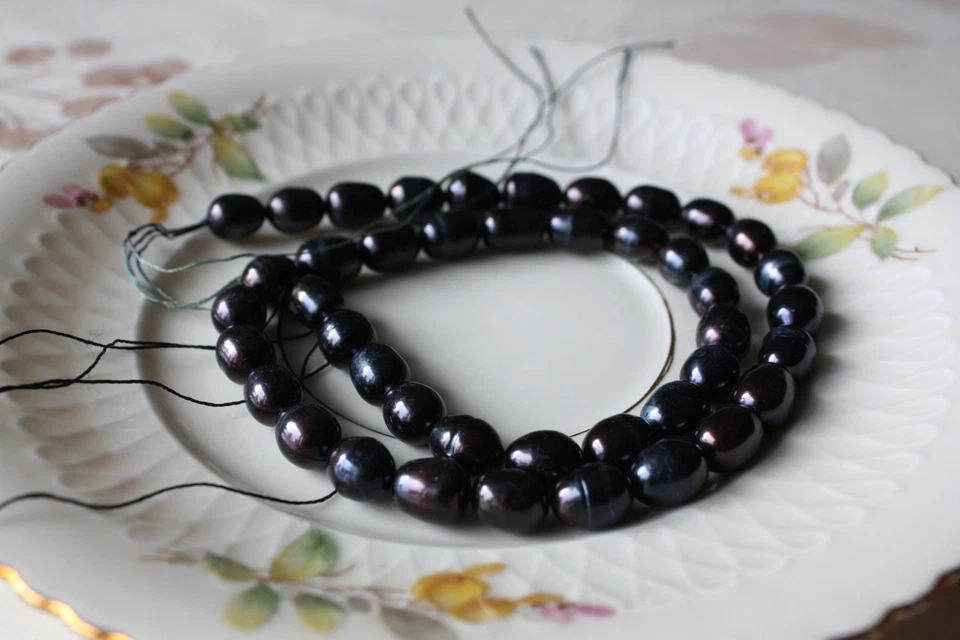 OV302 Zuchtperlen Strang Süßwasser Perlen Schmuck ohne Halskette 8-9mm Oval neu  - Bild 1 von 1