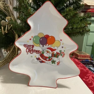 Plato de Papá Noel Netter Rosenthal raro de colección 8" en forma de árbol de Navidad - Imagen 1 de 6