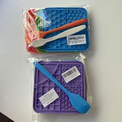 7PCS Licking Mat for Dogs and Cats, Lick Mats w/ Suction Cups & Spatula, Brush  - Image 1 of 4