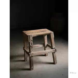 vintage wooden display stool- wabisabi Japanese furniture, antique, shabby chic - Picture 1 of 14